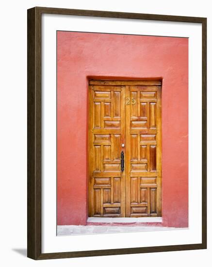 Carved Wooden Door, San Miguel, Guanajuato State, Mexico-Julie Eggers-Framed Photographic Print