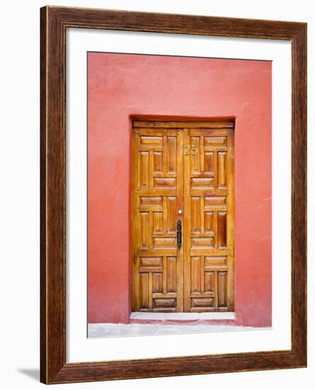 Carved Wooden Door, San Miguel, Guanajuato State, Mexico-Julie Eggers-Framed Photographic Print