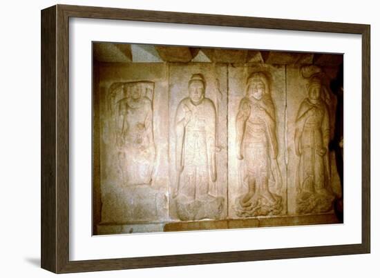 Carving in a cave shrine, Sokkuram, near Kyongju, South Korea. Artist: Unknown-Unknown-Framed Giclee Print