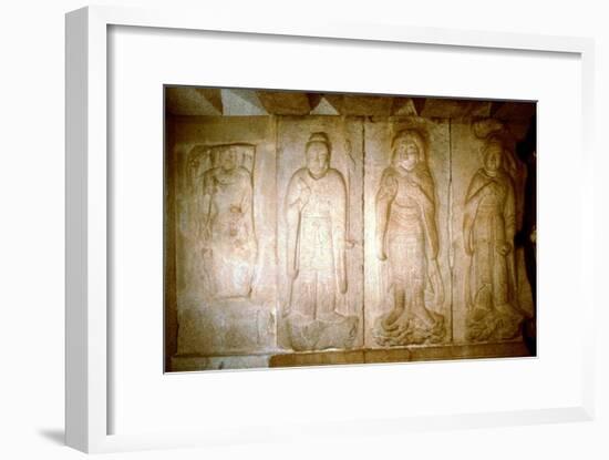 Carving in a cave shrine, Sokkuram, near Kyongju, South Korea. Artist: Unknown-Unknown-Framed Giclee Print