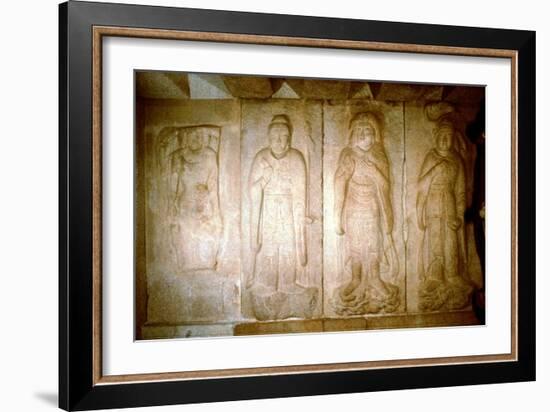 Carving in a cave shrine, Sokkuram, near Kyongju, South Korea. Artist: Unknown-Unknown-Framed Giclee Print