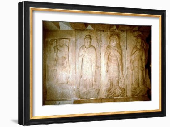 Carving in a cave shrine, Sokkuram, near Kyongju, South Korea. Artist: Unknown-Unknown-Framed Giclee Print