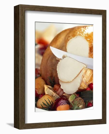 Carving White Meat of Roast Turkey-Steve Lupton-Framed Photographic Print