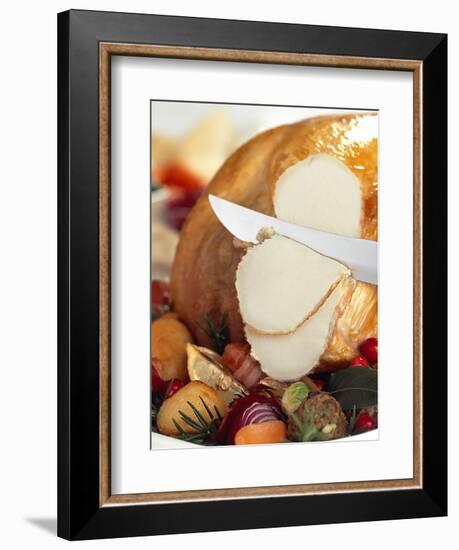 Carving White Meat of Roast Turkey-Steve Lupton-Framed Photographic Print