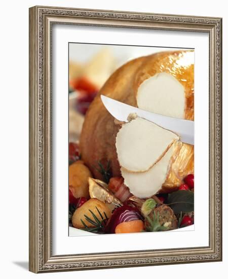 Carving White Meat of Roast Turkey-Steve Lupton-Framed Photographic Print