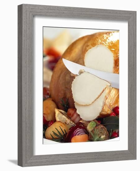 Carving White Meat of Roast Turkey-Steve Lupton-Framed Photographic Print