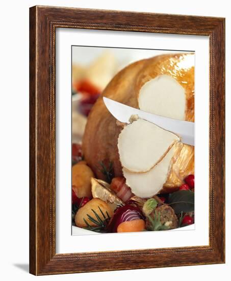 Carving White Meat of Roast Turkey-Steve Lupton-Framed Photographic Print