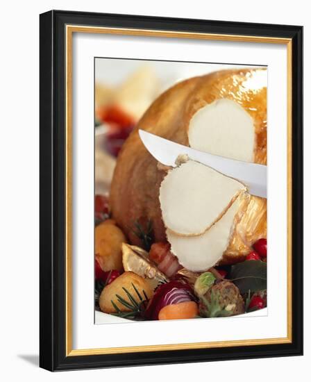 Carving White Meat of Roast Turkey-Steve Lupton-Framed Photographic Print