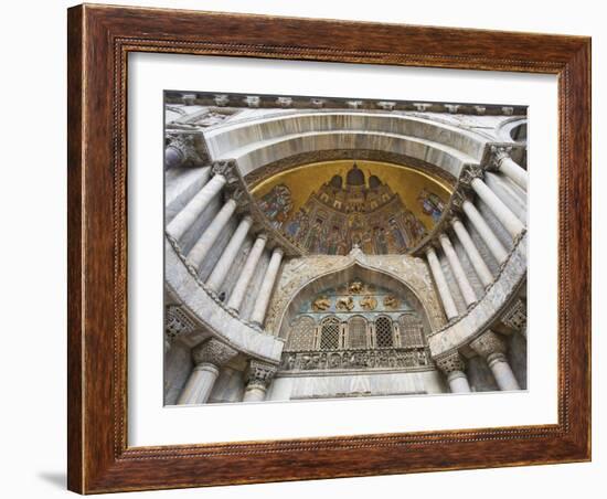 Carvings and Facade Mosaics on St. Mark's Basilica, Venice, Italy-Dennis Flaherty-Framed Photographic Print