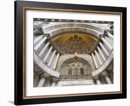 Carvings and Facade Mosaics on St. Mark's Basilica, Venice, Italy-Dennis Flaherty-Framed Photographic Print