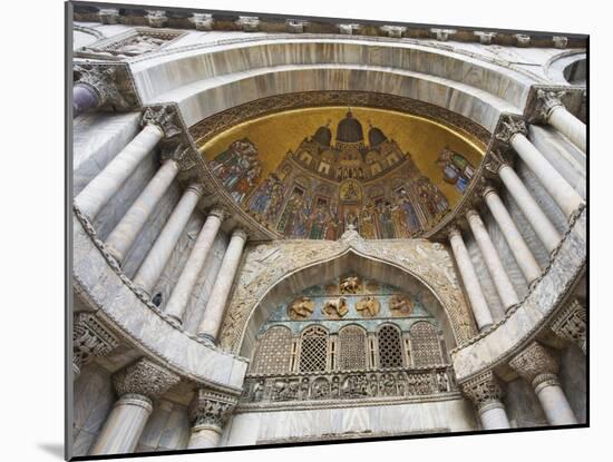 Carvings and Facade Mosaics on St. Mark's Basilica, Venice, Italy-Dennis Flaherty-Mounted Photographic Print