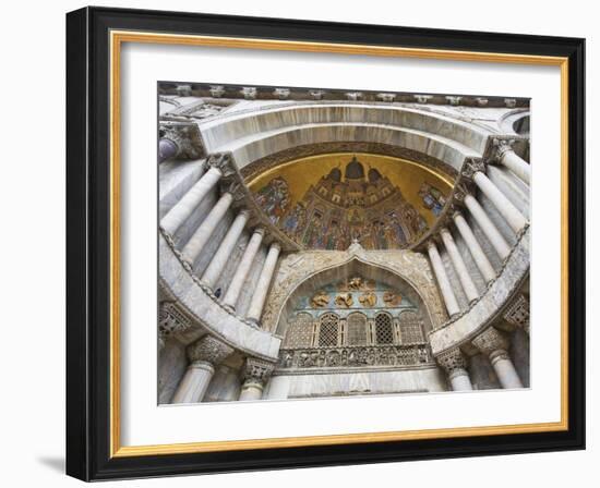 Carvings and Facade Mosaics on St. Mark's Basilica, Venice, Italy-Dennis Flaherty-Framed Photographic Print