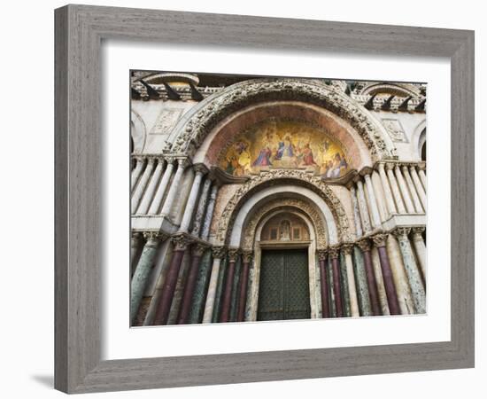 Carvings and Facade Mosaics on the Basilica San Marco, Venice, Italy-Dennis Flaherty-Framed Photographic Print