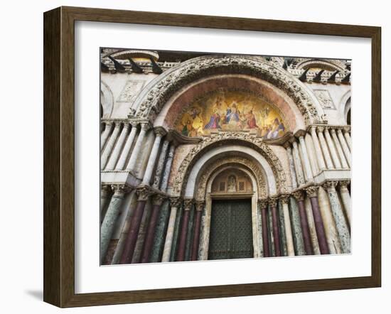 Carvings and Facade Mosaics on the Basilica San Marco, Venice, Italy-Dennis Flaherty-Framed Photographic Print