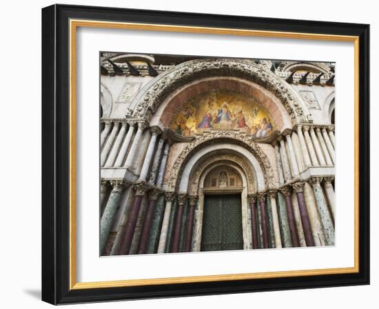 Carvings and Facade Mosaics on the Basilica San Marco, Venice, Italy-Dennis Flaherty-Framed Photographic Print