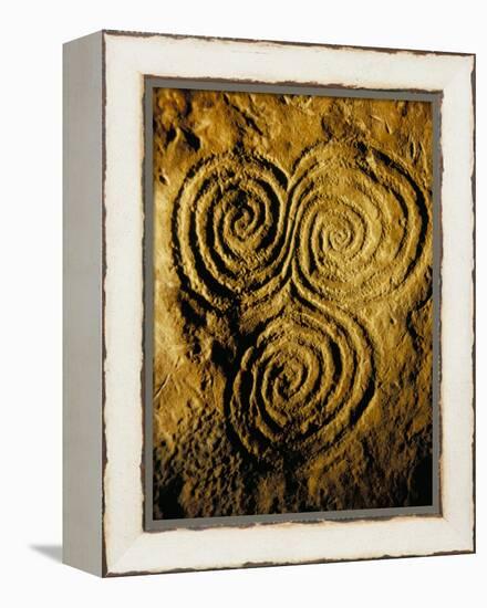 Carvings on Stone, New Grange (Newgrange) Site, County Meath, Leinster, Eire (Ireland)-Bruno Barbier-Framed Premier Image Canvas