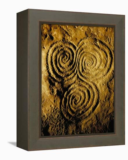 Carvings on Stone, New Grange (Newgrange) Site, County Meath, Leinster, Eire (Ireland)-Bruno Barbier-Framed Premier Image Canvas