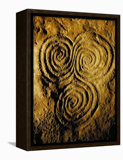 Carvings on Stone, New Grange (Newgrange) Site, County Meath, Leinster, Eire (Ireland)-Bruno Barbier-Framed Premier Image Canvas