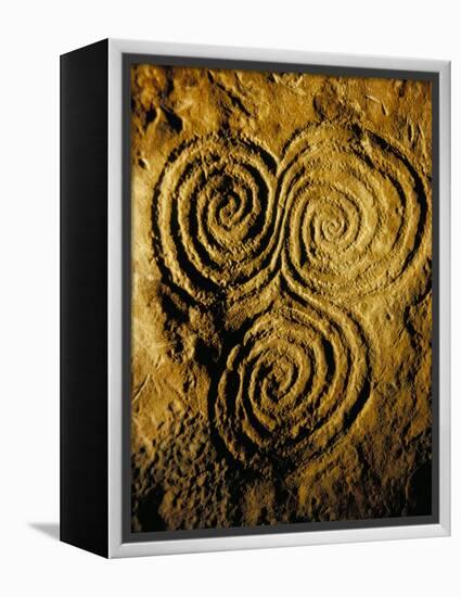 Carvings on Stone, New Grange (Newgrange) Site, County Meath, Leinster, Eire (Ireland)-Bruno Barbier-Framed Premier Image Canvas