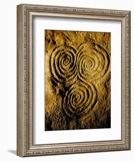 Carvings on Stone, New Grange (Newgrange) Site, County Meath, Leinster, Eire (Ireland)-Bruno Barbier-Framed Premium Photographic Print