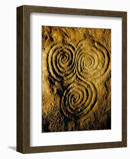 Carvings on Stone, New Grange (Newgrange) Site, County Meath, Leinster, Eire (Ireland)-Bruno Barbier-Framed Premium Photographic Print