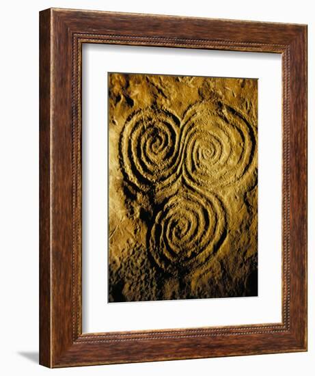 Carvings on Stone, New Grange (Newgrange) Site, County Meath, Leinster, Eire (Ireland)-Bruno Barbier-Framed Premium Photographic Print