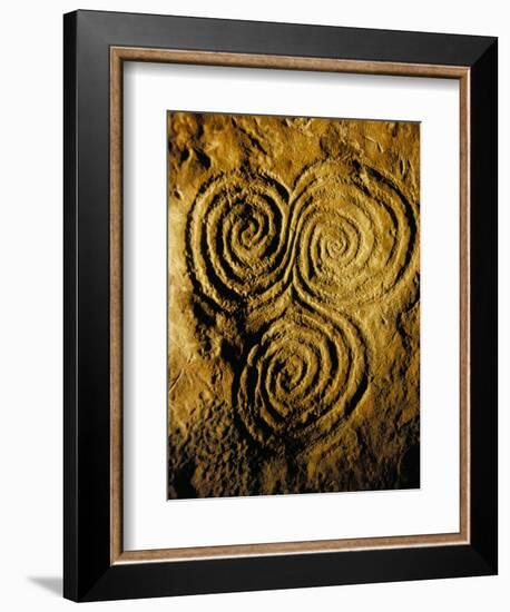 Carvings on Stone, New Grange (Newgrange) Site, County Meath, Leinster, Eire (Ireland)-Bruno Barbier-Framed Premium Photographic Print