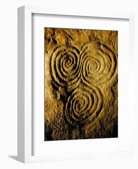 Carvings on Stone, New Grange (Newgrange) Site, County Meath, Leinster, Eire (Ireland)-Bruno Barbier-Framed Premium Photographic Print