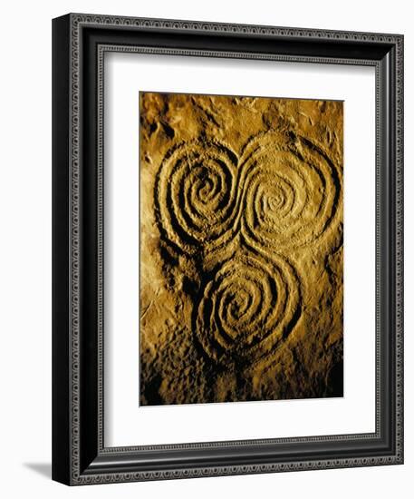 Carvings on Stone, New Grange (Newgrange) Site, County Meath, Leinster, Eire (Ireland)-Bruno Barbier-Framed Premium Photographic Print