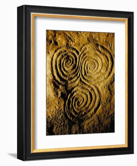 Carvings on Stone, New Grange (Newgrange) Site, County Meath, Leinster, Eire (Ireland)-Bruno Barbier-Framed Premium Photographic Print