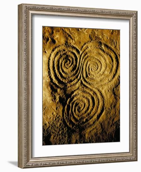 Carvings on Stone, New Grange (Newgrange) Site, County Meath, Leinster, Eire (Ireland)-Bruno Barbier-Framed Photographic Print