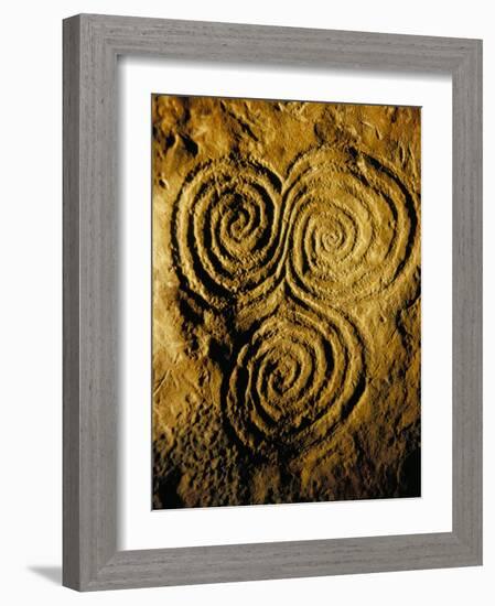 Carvings on Stone, New Grange (Newgrange) Site, County Meath, Leinster, Eire (Ireland)-Bruno Barbier-Framed Photographic Print