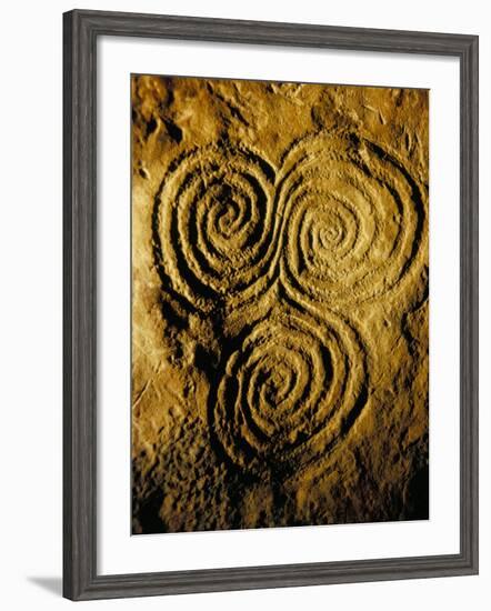 Carvings on Stone, New Grange (Newgrange) Site, County Meath, Leinster, Eire (Ireland)-Bruno Barbier-Framed Photographic Print