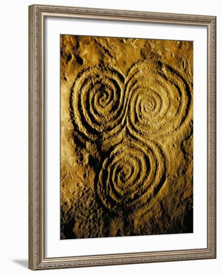 Carvings on Stone, New Grange (Newgrange) Site, County Meath, Leinster, Eire (Ireland)-Bruno Barbier-Framed Photographic Print