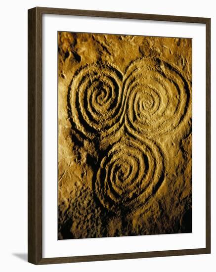 Carvings on Stone, New Grange (Newgrange) Site, County Meath, Leinster, Eire (Ireland)-Bruno Barbier-Framed Photographic Print