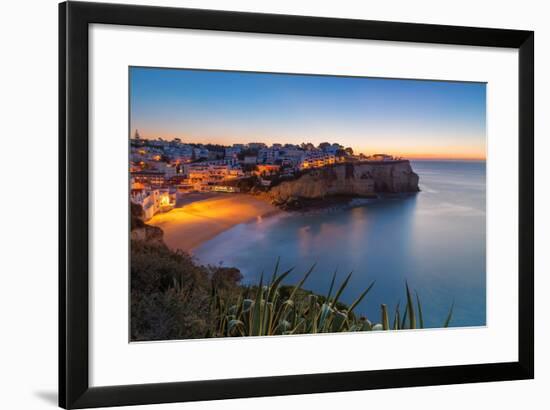 Carvoeiro Village While Climbing of the Sun, Sunrise. Portugal.-sergoua-Framed Photographic Print