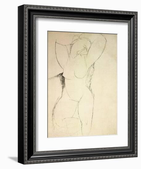 Caryatid, C.1913-14 (Pen and Ink on Paper)-Amedeo Modigliani-Framed Giclee Print