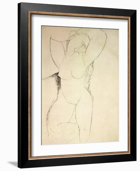 Caryatid, C.1913-14 (Pen and Ink on Paper)-Amedeo Modigliani-Framed Giclee Print