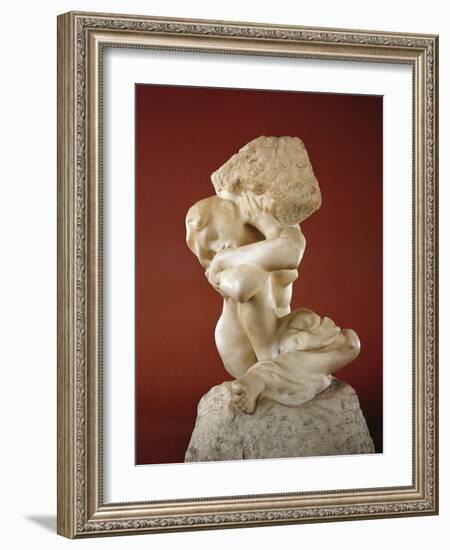 Caryatid with a Stone, 1881-82-Auguste Rodin-Framed Giclee Print