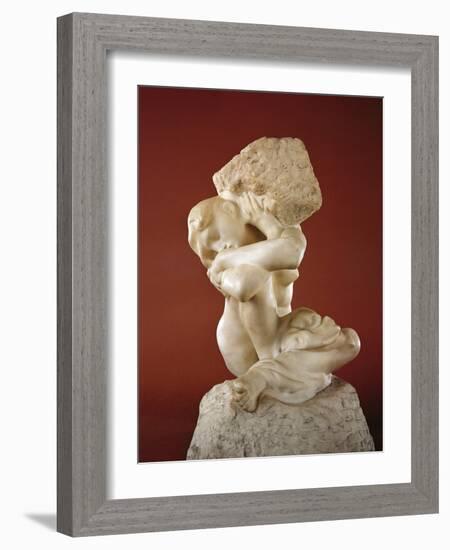 Caryatid with a Stone, 1881-82-Auguste Rodin-Framed Giclee Print