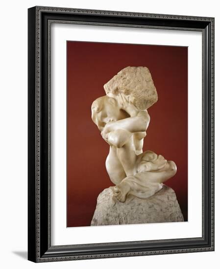 Caryatid with a Stone, 1881-82-Auguste Rodin-Framed Giclee Print