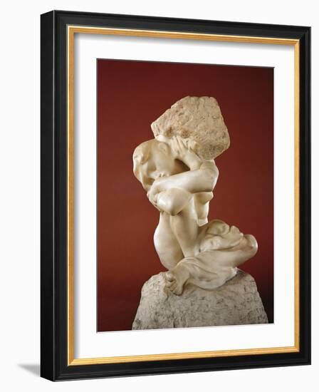 Caryatid with a Stone, 1881-82-Auguste Rodin-Framed Giclee Print