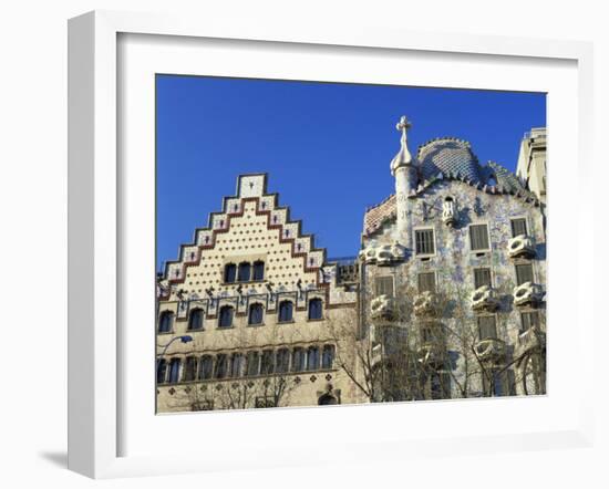 Casa Batllo by Gaudi and Casa Amatller by Cadafalch, in Barcelona, Cataluna, Spain-Nigel Francis-Framed Photographic Print