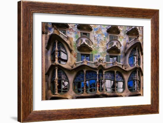 Casa Batllo Gaudi, Barcelona, Spain-George Oze-Framed Photographic Print