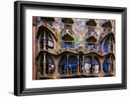 Casa Batllo Gaudi, Barcelona, Spain-George Oze-Framed Photographic Print
