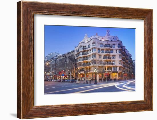 Casa Mila La Pedrera at Passeig de Gracia, Barcelona, Catalonia, Spain-null-Framed Art Print