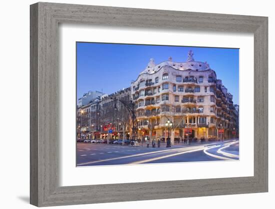 Casa Mila La Pedrera at Passeig de Gracia, Barcelona, Catalonia, Spain-null-Framed Art Print