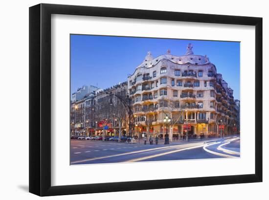 Casa Mila La Pedrera at Passeig de Gracia, Barcelona, Catalonia, Spain-null-Framed Art Print