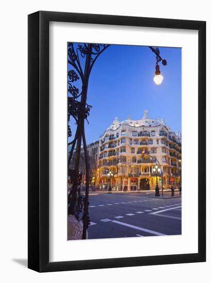 Casa Mila La Pedrera at Passeig de Gracia, Barcelona, Catalonia, Spain-null-Framed Art Print