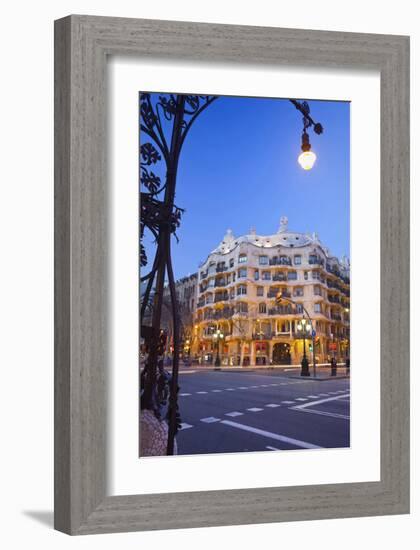 Casa Mila La Pedrera at Passeig de Gracia, Barcelona, Catalonia, Spain-null-Framed Art Print